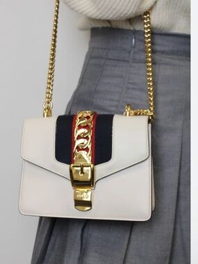 GUCCI Calfskin Mini Sylvie Chain
Shoulder Bag Dust Bag & COA